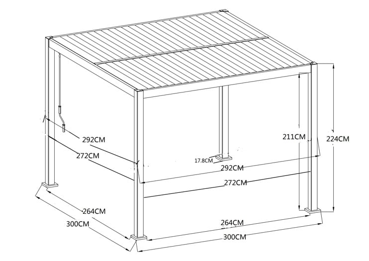 3Mx3M Aluminium Louvre Roof Pergola